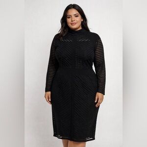 Fashion Nova Black Sheer Striped Dress